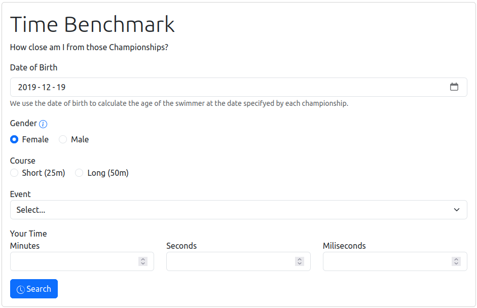 Time benchmark form
